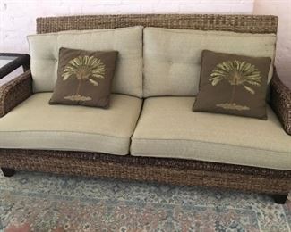 Braxton Culler Rattan sofa, chair, coffee table & two end tables - very good condition