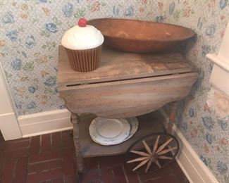 Tea cart is in good shape - needs paint or stain