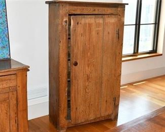 2. Antique Pine Single Door Kitchen Cabinet