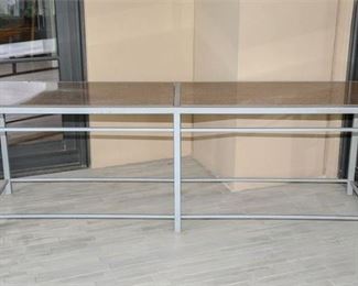 27. Brushed Steel and Granite Double Console