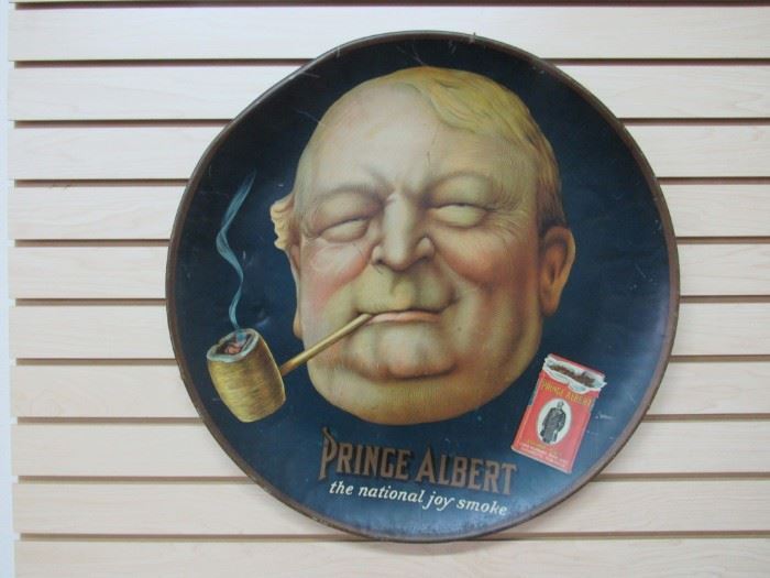 Prince Albert Man w/ Pipe Tin Sign 1920
