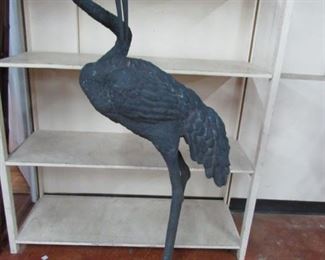 Large Floor Standing Bronze Crane