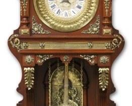 LOT #5023 ANSONIA WALNUT & GILT METAL WALL CLOCK
