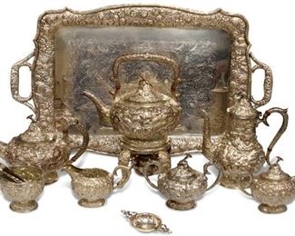 LOT #5041 - STERLING SILVER (8) PC. TEA SERVICE SET, YUCHANG
