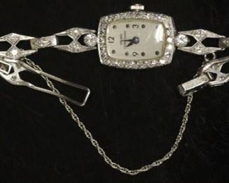 LOT #5055 - GIRARD PERREGAUX DIAMOND PLATINUM WRISTWATCH