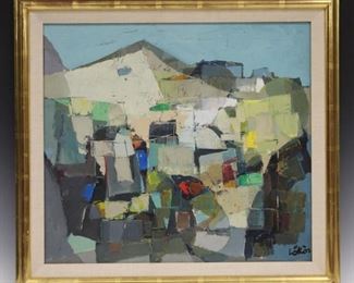 LOT #5070 - STEFAN LOKOS (1913-1994),  ABSTRACT OIL ON CANVAS