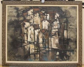 LOT #5074 - B. PRABHA (1933-2001),  ABSTRACT OIL ON BOARD
