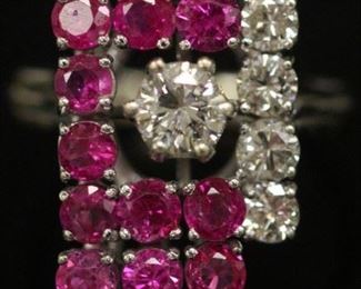LOT #5086 - RUBY & DIAMOND 14KT WHITE GOLD RING