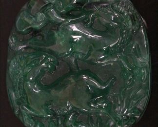 LOT #5092 - CHINESE CARVED JADE PENDANT, 2" L