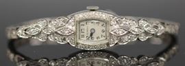 LOT #5090 - PERRAUX WRISTWATCH W/ DIAMOND, PLATINUM & 14KT