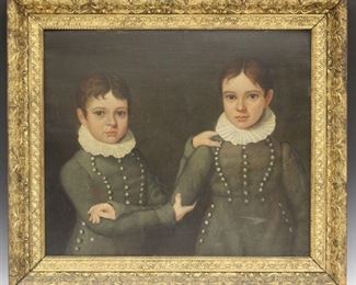 LOT #5100 - 18TH/19TH C. PORTRAIT OF BOYS, UNSIGNED
