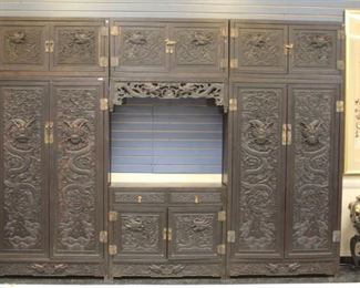 LOT  #5117 - CHINESE CARVED CABINET WITH DRAGON MOTIF