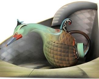 LOT #5120 - ANNETTE CORCORAN PAINTED TEAPOT