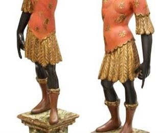 LOT #5127 - PAIR OF VINTAGE BLACKAMOOR PAINTED STATUES, 61" H