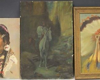 LOT #5149 - LOT OF (3) VINTAGE PAINTINGS, OIL ON BOARD