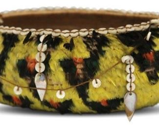 LOT  #5169 - POMO FEATHERED & ABALONE BASKET