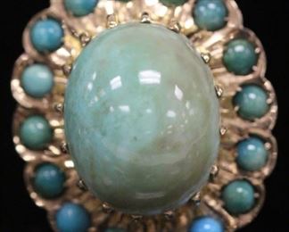 LOT #5240 - PERSIAN TURQUOISE 14KT GOLD RING