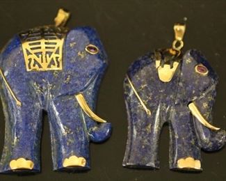 LOT #5241 - LOT OF (2) LAPIS ELEPHANT PENDANTS