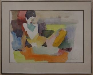 LOT #5250 - SAMUEL COLBURN (1909-1993), WATERCOLOR PORTRAIT