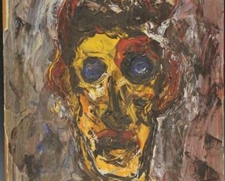 LOT #5256 - MID-CENTURY OIL ON PAPER, LAID DOWN ON BOARD