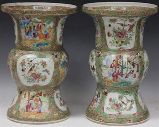 LOT #5278 - PAIR OF CHINESE ROSE MEDALLION PORCELAIN VASES