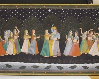 LOT #5281 - FRAMED INDIAN PAINTING WITH DANCING FIGURES