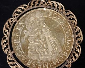 LOT #5316 - 18KT GOLD LEOPOLD COIN PENDANT