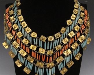 LOT #5324 - EGYPTIAN REVIVAL NECKLACE W/ CORAL