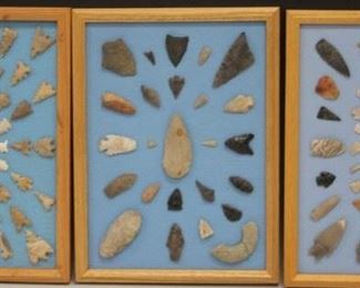 LOT #5408 - LOT OF (3) NATIVE AMERICAN FRAMED ARROWHEAD SETS