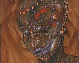 LOT #5545 - GEOFFREY CHANDLER, UNFRAMED PAINTING ON WOOD