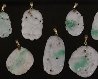 LOT #5572 - LOT OF (9) CHINESE CARVED JADE PENDANTS