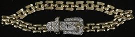 LOT #5580 - DIAMOND 14KT YELLOW GOLD BRACELET W/ BUCKLE DESIGN