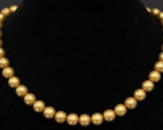 LOT #5578 - 18KT YELLOW GOLD BEADED NECKLACE, 97 G
