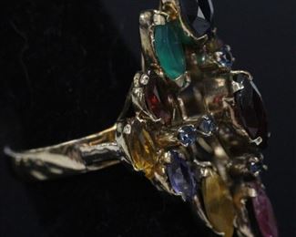 LOT #5582 - 14KT YELLOW GOLD RING W/ MULTI-STONES
