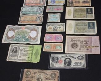 LOT #5586 - LOT OF (19) ANTIQUE INTERNATIONAL CURRENCY BILLS