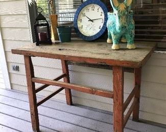 Cute reproduction table, with donkey planter and more
