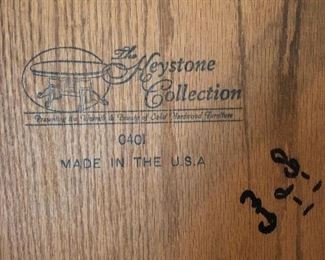 The Keystone Collection, custom made by local craftsman, signed by the craftsman. USA