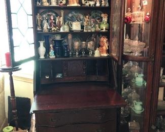 Beautiful secretary filled with great vintage items!