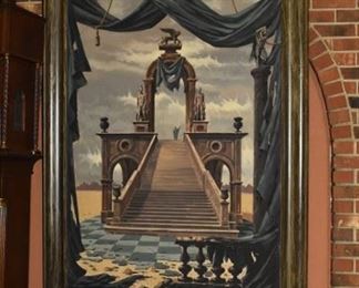 vintage MGM movie prop,  framed painting 