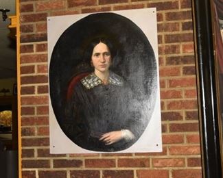 Antique 19th century painting on canvas mounted on board.  