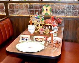 Sicilian painted wood cart with figures & horse, etc.