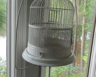 vintage bird cage on stand