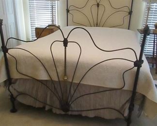 queen iron bed with mattress