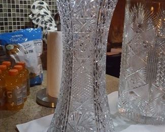 Several very large Cut Crystal Vases