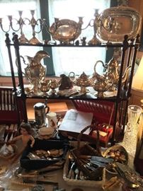 Sterling silver flatware, serving pieces tea set, pitcher & candelabras