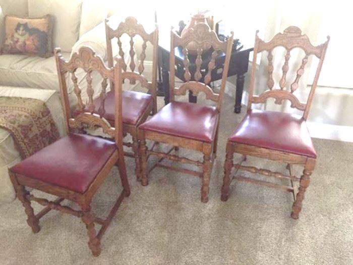 Antique Chairs With Naugahyde Seats 