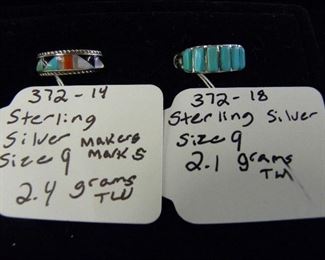 Sterling Silver Turquoise Rings w/Makers Marks
