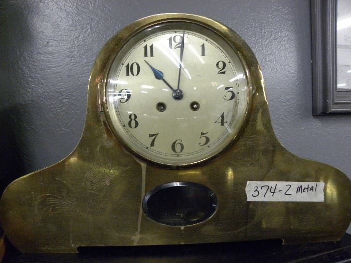 Engraved Metal Mantel Clock