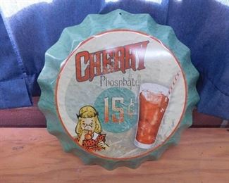Cherry Phosphate Bottle Cap Sign