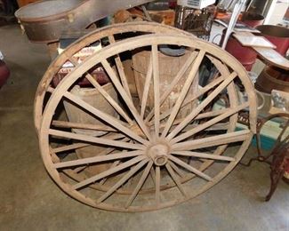 Pair of Wooden Wagon Wheels